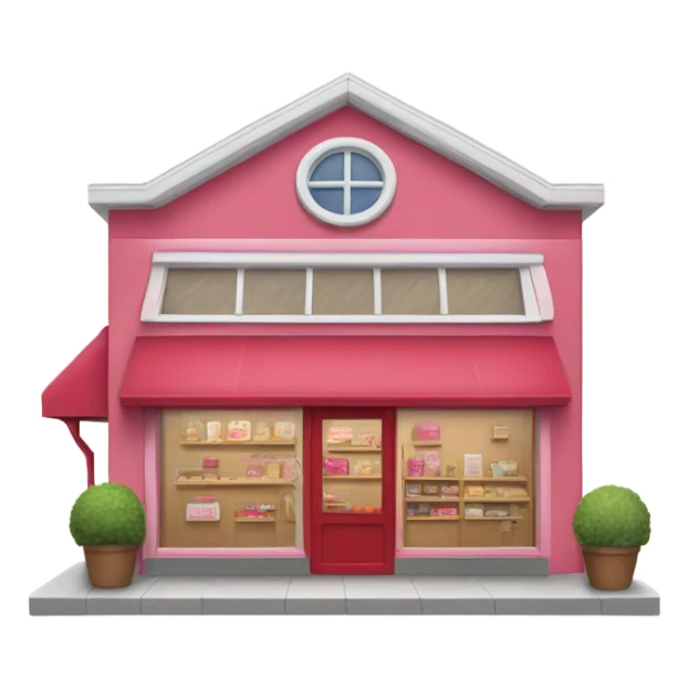 Grandma's store building with red and pink elements colors sticker