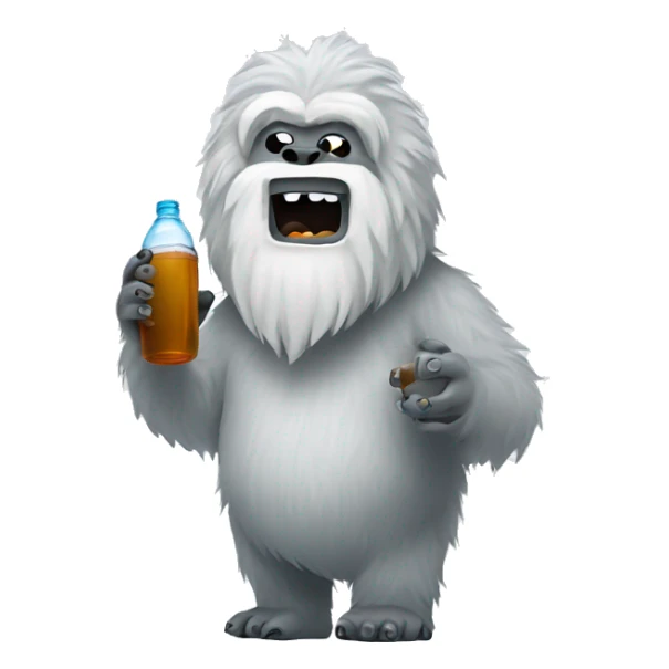 Yeti drinking out of a yeti bottle sticker