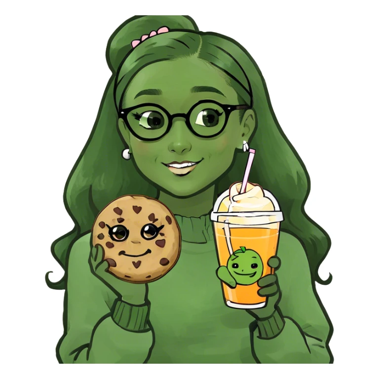 Ariana grande holding cookie and juice with black colored skin  sticker