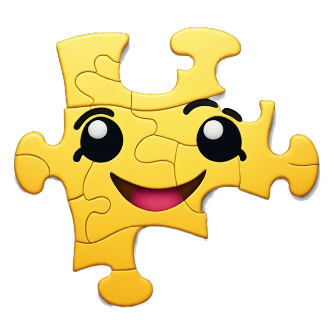 pixel art yellow puzzle piece with happy face sticker