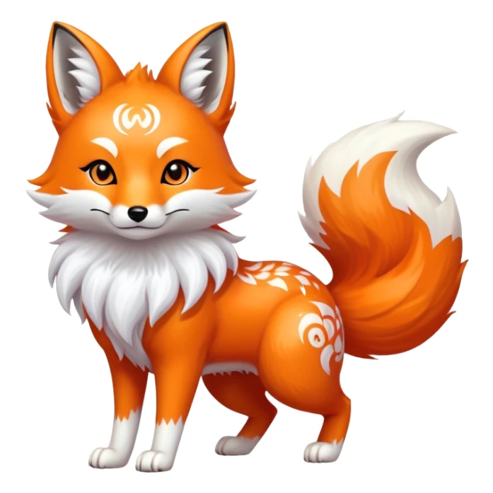 Japanese fox spirit kitsune with three tails sticker