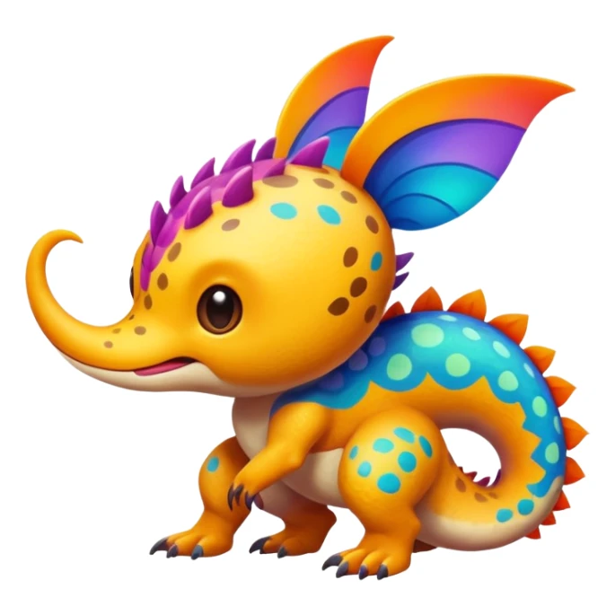 colorful vibrant Fakémon-creature with random markings sticker