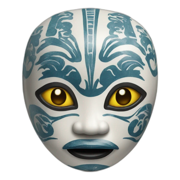 chinese ceramic with african style mask sticker