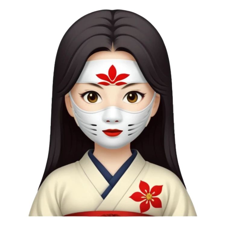 japaneses old culture woman with white mask sticker