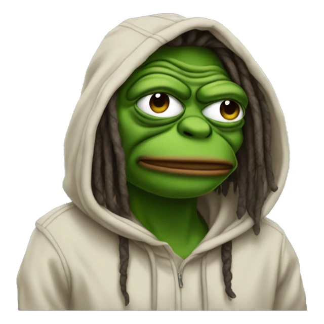 Pepe meme  with dreads wearing hoodie sticker