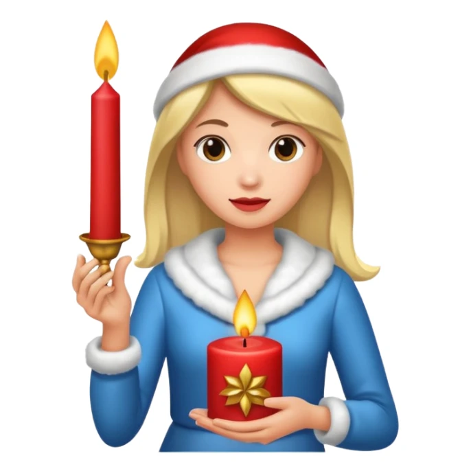 woman holding christmass ornamented candle sticker