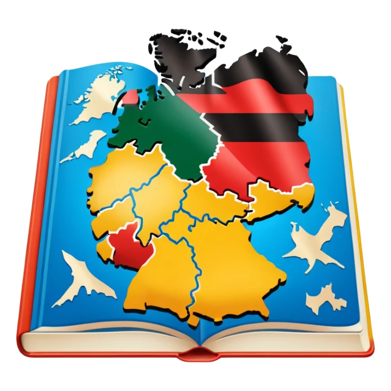 opened school textbook with a fragment of Germany sticker
