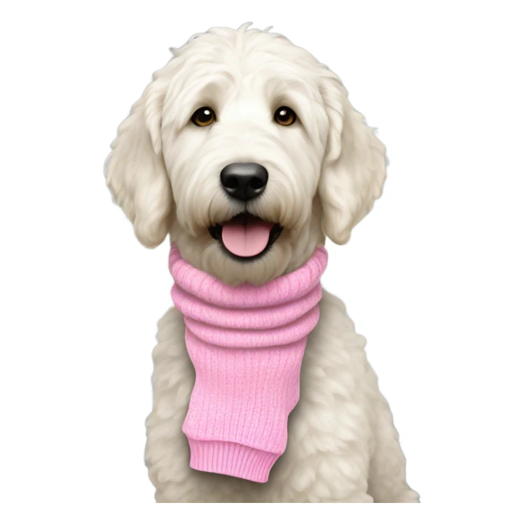 A white golden doodle wearing pink socks  sticker