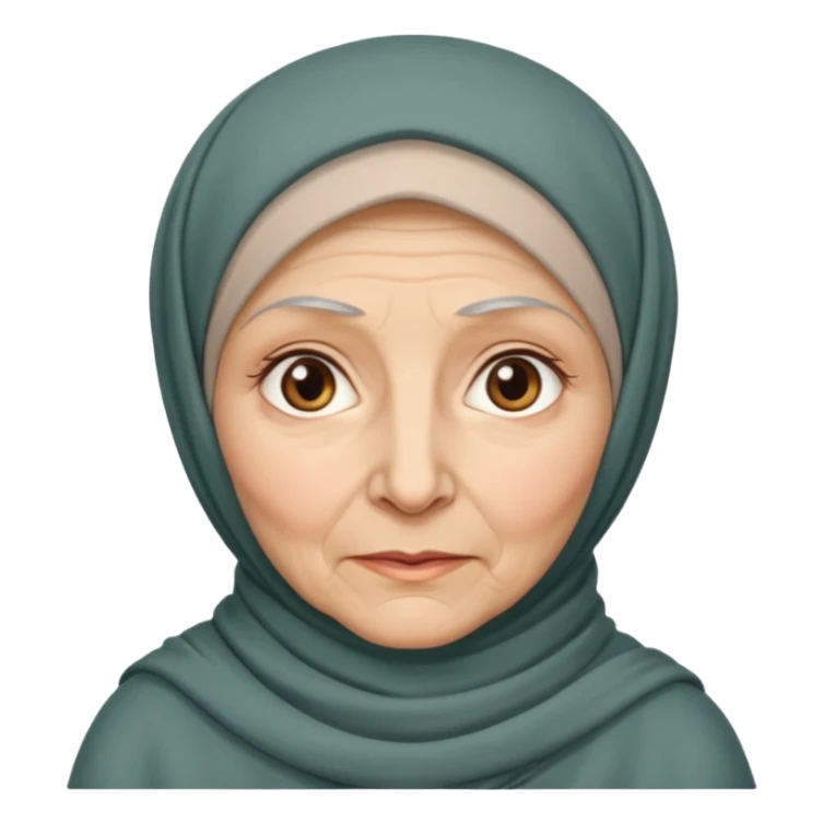 old woman with hijab neutral face white sticker