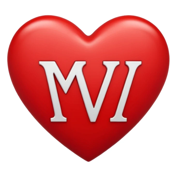 the letters M & v in a heart sticker