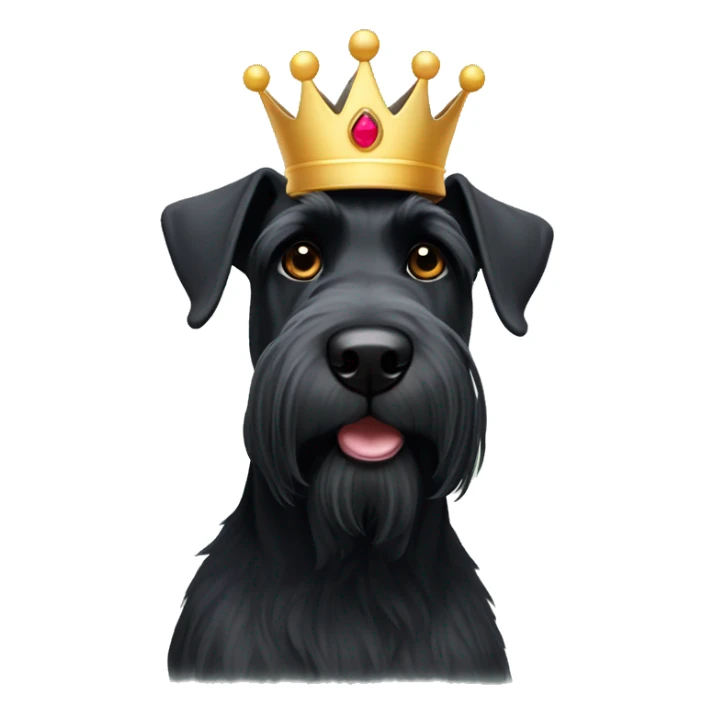 A black giant schnauzer with a crown on her head sticker
