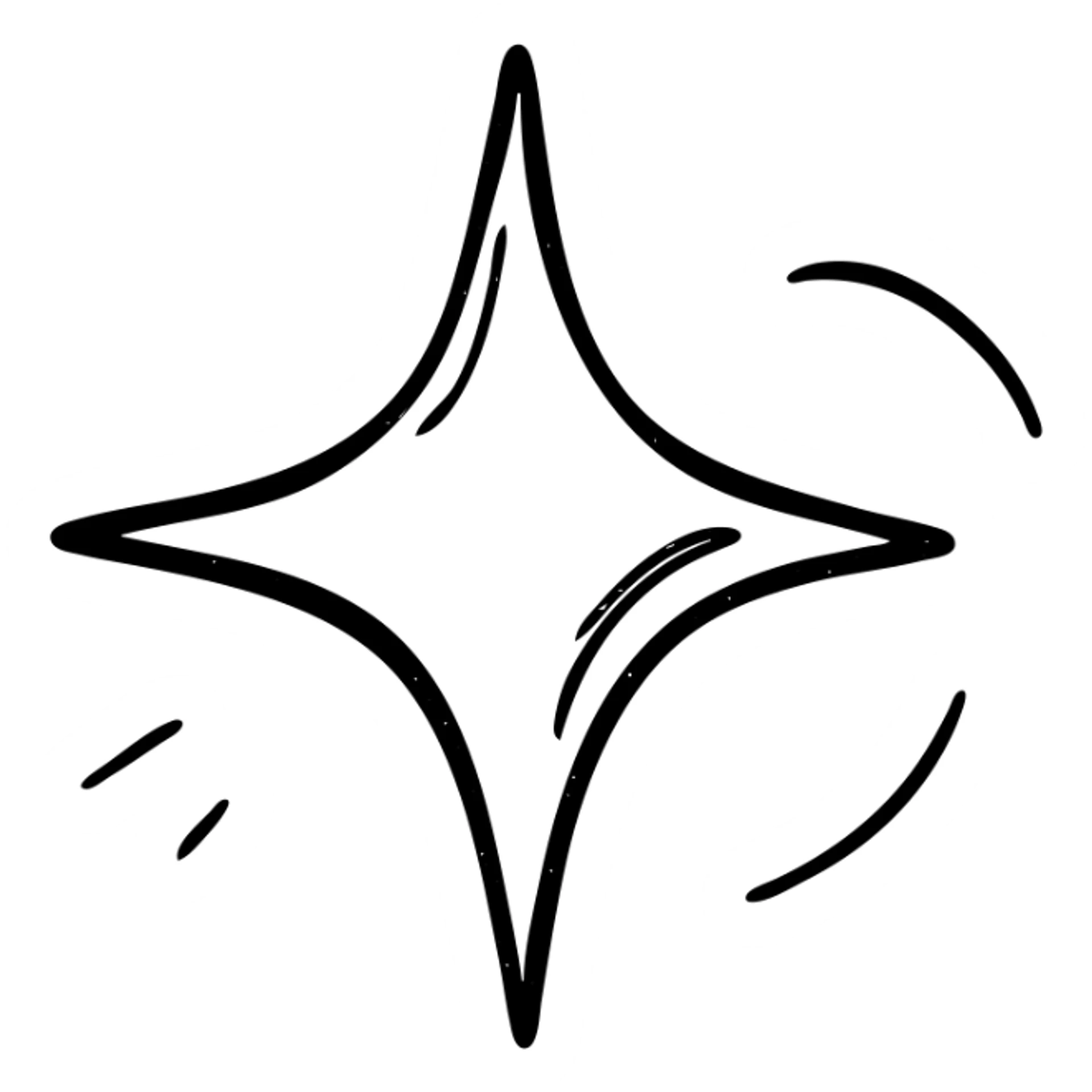 hand-drawn outlined icon of a small bright star in gold or silver suggesting perfection on a glossy black car surface, subtle reflections, clean and modern sticker