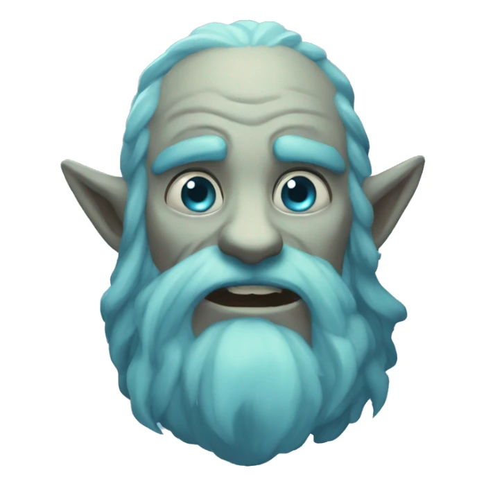 spectral giant blue firbolg with beard surprised sticker