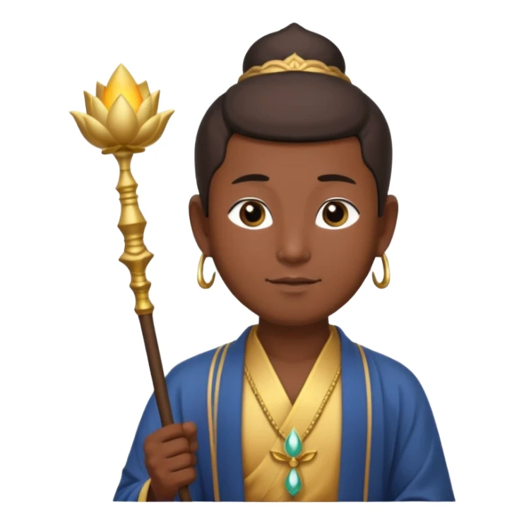 asian man with lotus, scepter, buddhism, lotus sticker