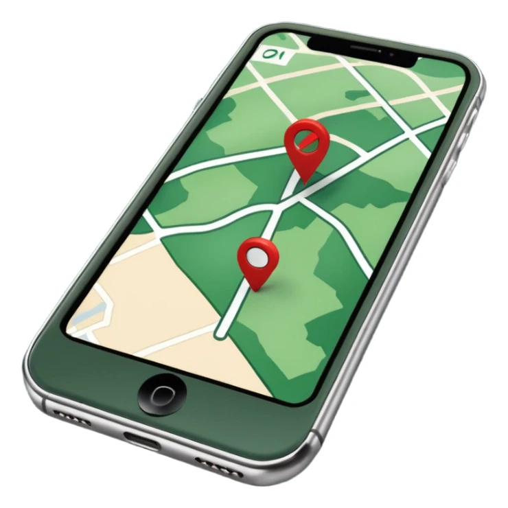 dark green geotag pointing to map on dark green iphone display sticker