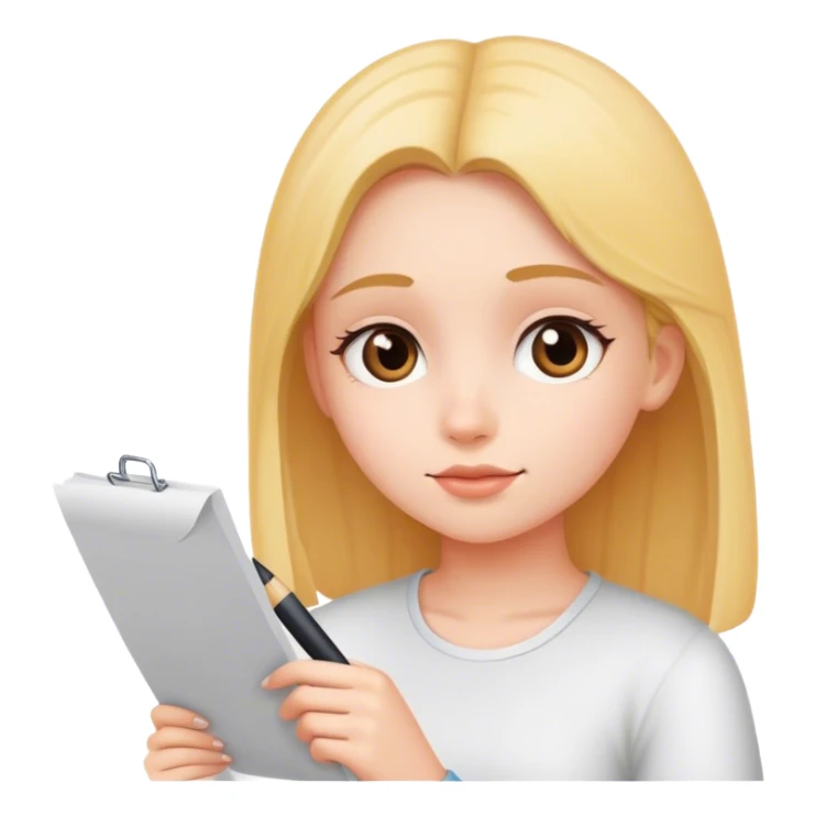 a girl who write in a paper sticker