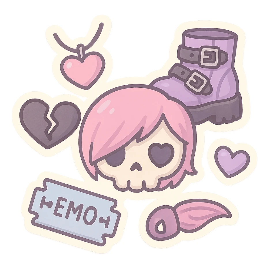 pastel emo objects sticker