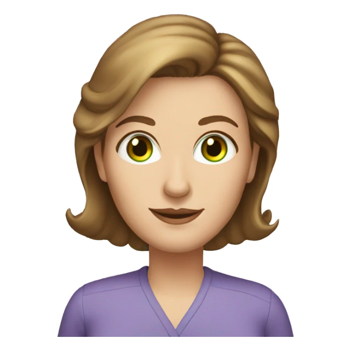 55 year old white woman brown hair green eyes only head sticker