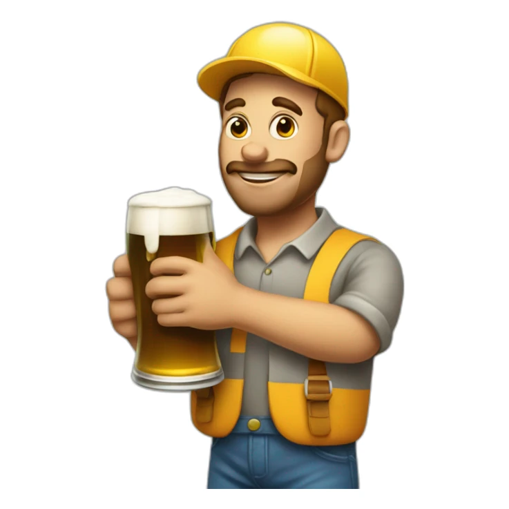 a painter with a roller in his right hand and a beer in his left hand sticker