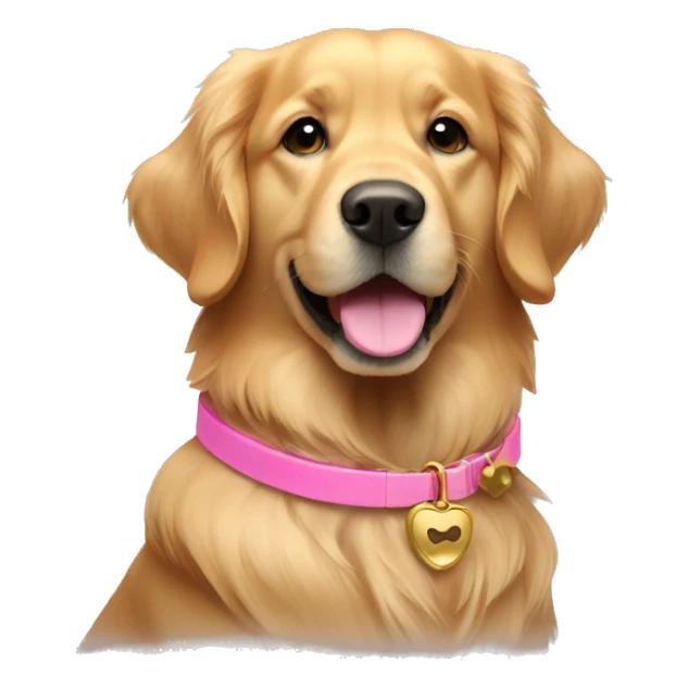 golden retriever with pink collar sticker