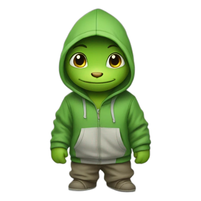 The little dragon is dressed in a hoodie sticker