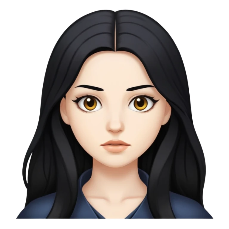 "- Nữ
- 25 tuổi
- Da trắng
- Tóc đen, dài (ngôi giữa)
- Mặt bình thường
- Slay sticker