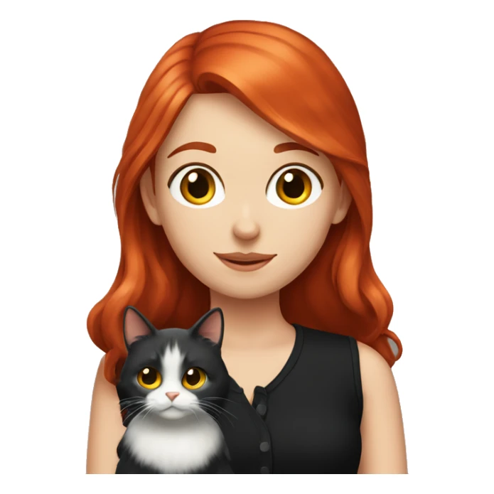 Red hair girl with black cat sticker