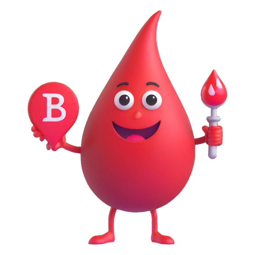 blood drop character holding a BRB sign sticker