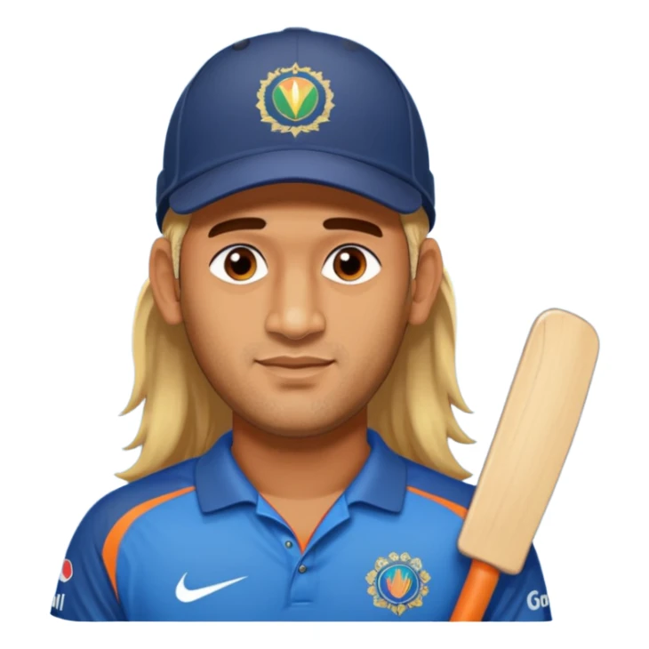 MS Dhoni with long hair sticker