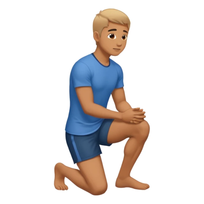 naked man kneeling side view sticker