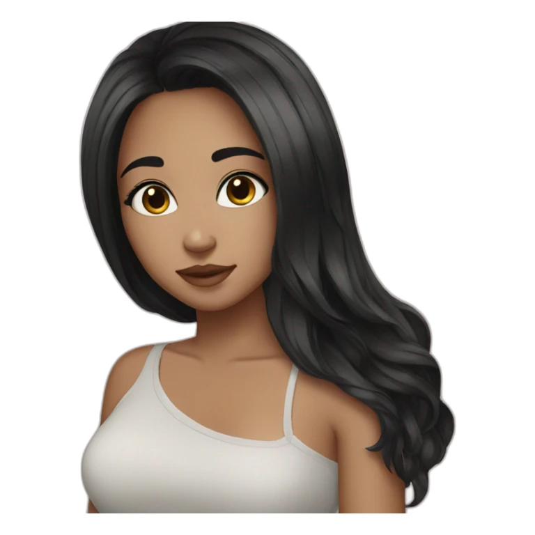 girl cute white black hair sticker