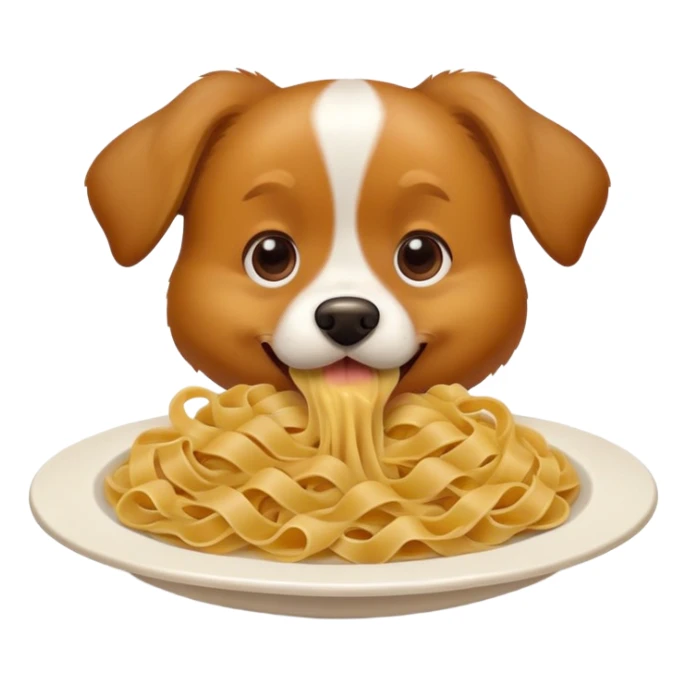 The dog is eating pasta. sticker