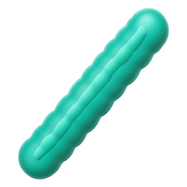 Lactobacillus bacteria emoji, thick rod shape, teal green, soft fibrous texture, clean ingredient icon style sticker