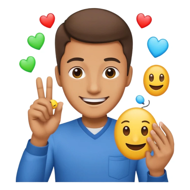 a guy shooting while holding a computer mouse and emojies coming out of that curser sticker