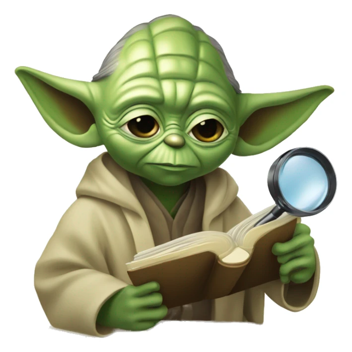 Master Yoda with a Detective magnifying glass and a book  sticker