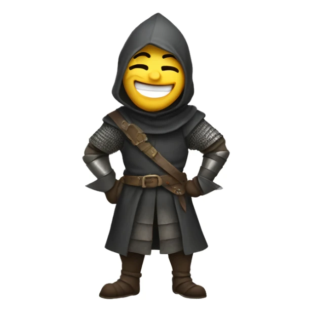 A medieval thief that is laughing very hard after just committing a crime.  the thief is wearing armor sticker