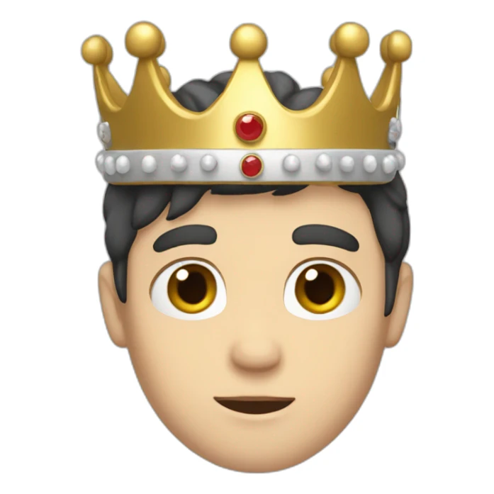 wawy dark hair white boy with a crown sticker