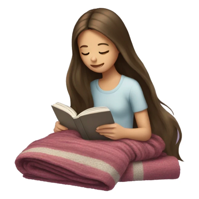 Long hair brunette girl reading with lots of blankets sticker