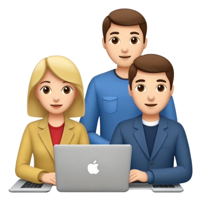 two people, woman and men using laptop sticker