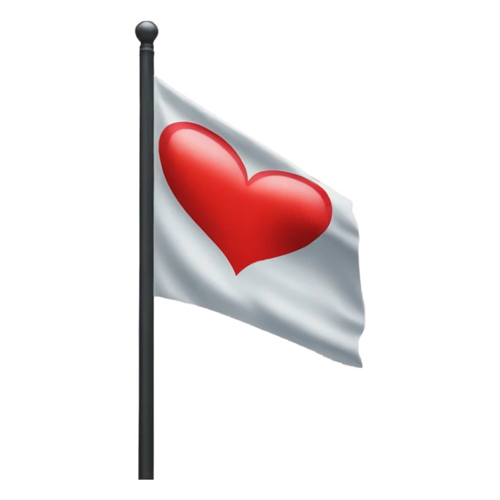 A flag with a red heart instead of a mast  sticker