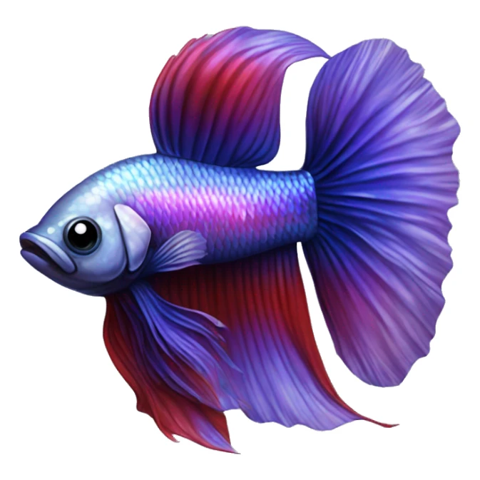 Pretty iridescent long fin betta fish realistic blue purple red sticker