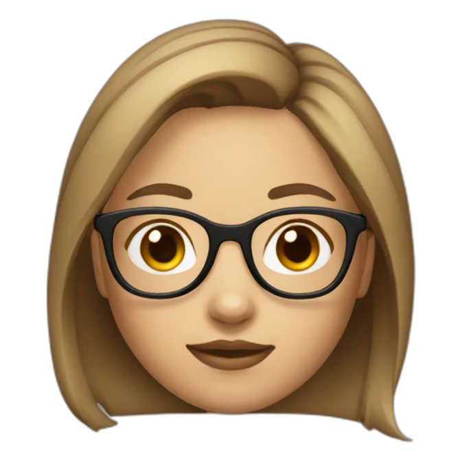 girl with round glasses and light brown hair wolf cut style sticker