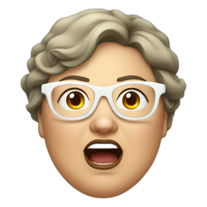 Fat russian women white glasses yelling sticker