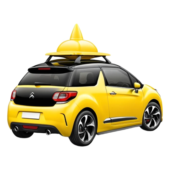 Yellow car Citroen DS3 black roof sticker