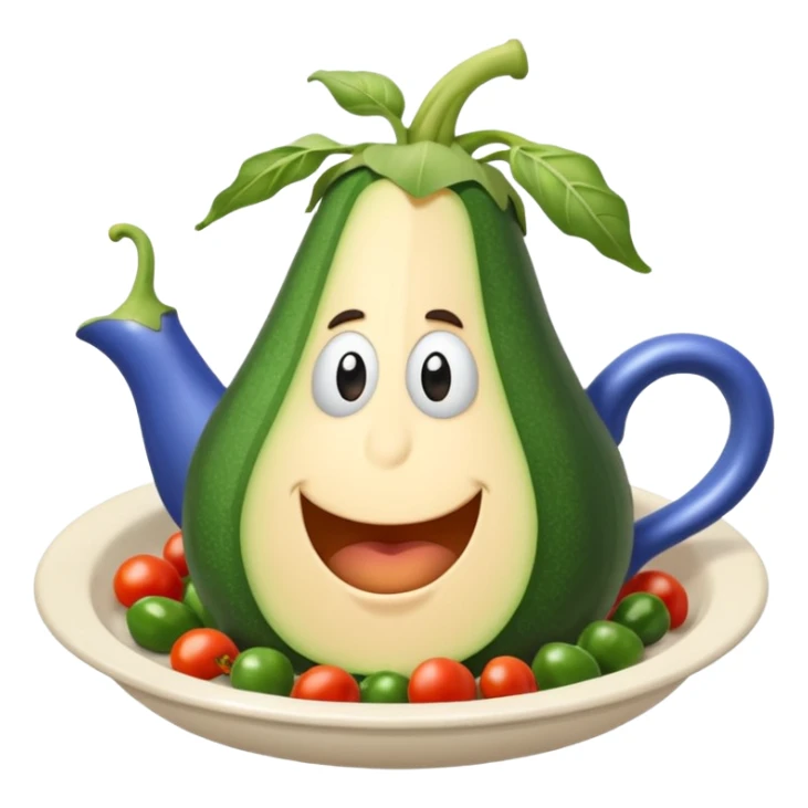 prato de ratatouille, vegetais cozidos brilhando com azeite, visual simples e fofo sticker