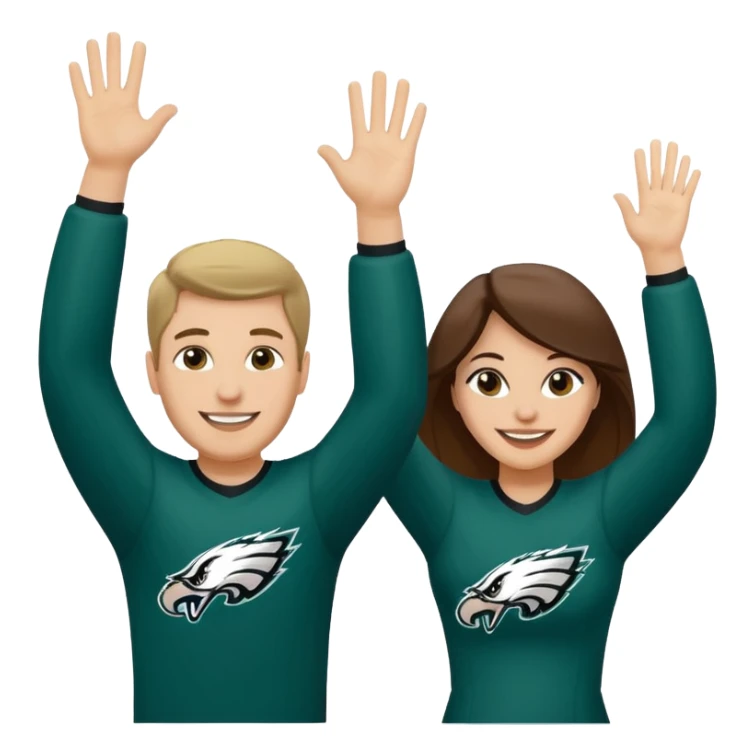 White man and woman Philadelphia Eagles fans high five  sticker