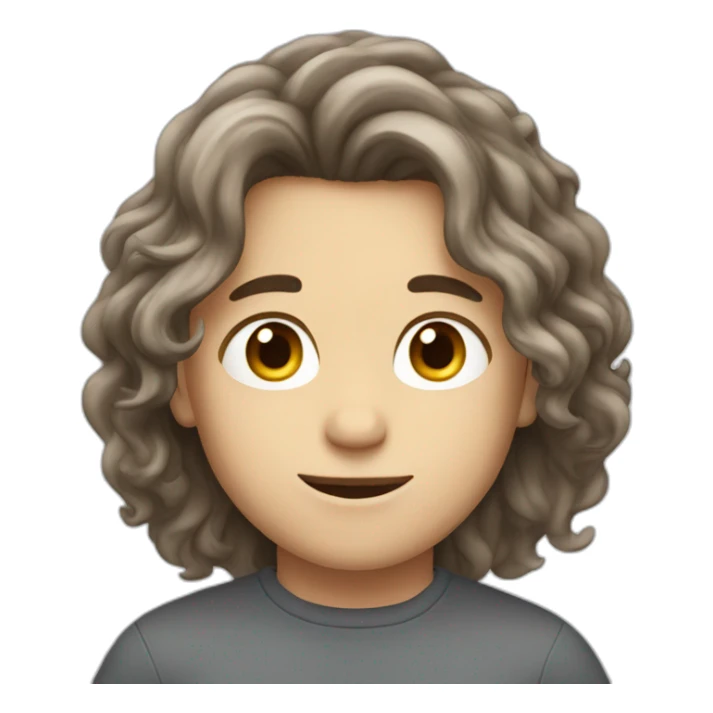 boy with long brown wavy hair and lazy grey eyes sticker
