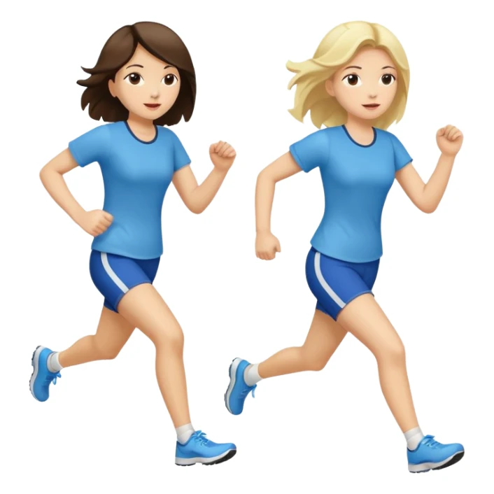 I want 2 women holding hands running in same direction, one is brunette, one is blonde sticker