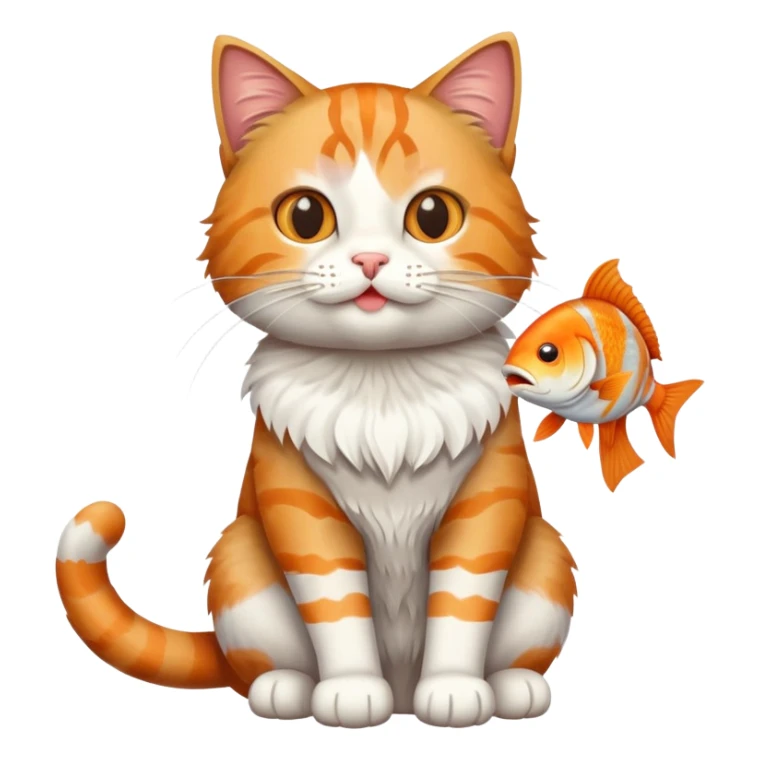 cat full body sitting with a fish in its mouth sticker