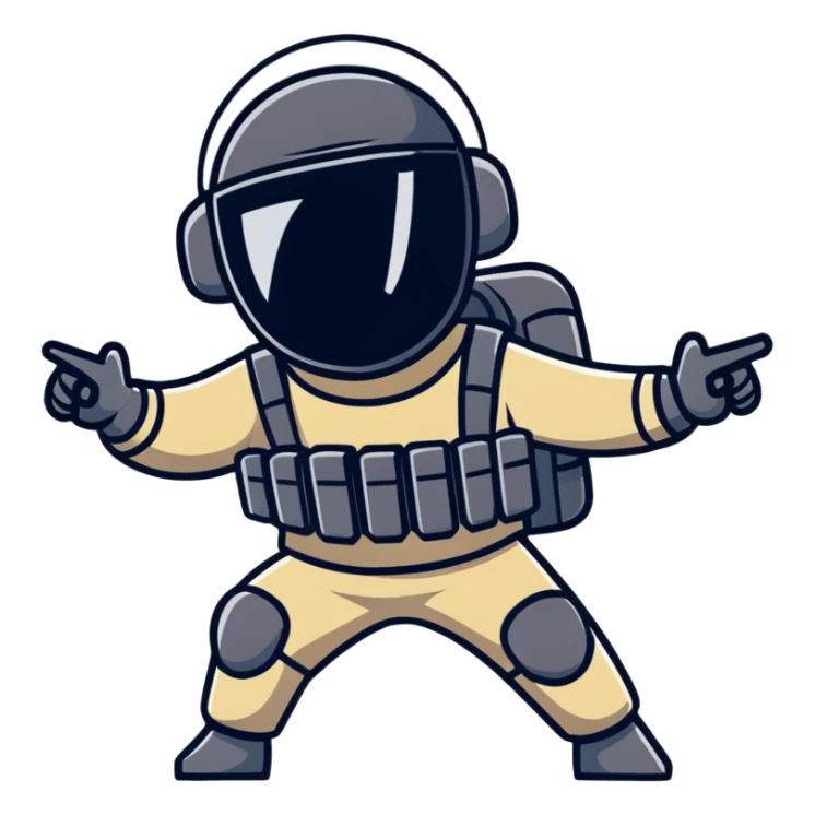 SWAT team member doing a happy Friday dance, energetic pose sticker